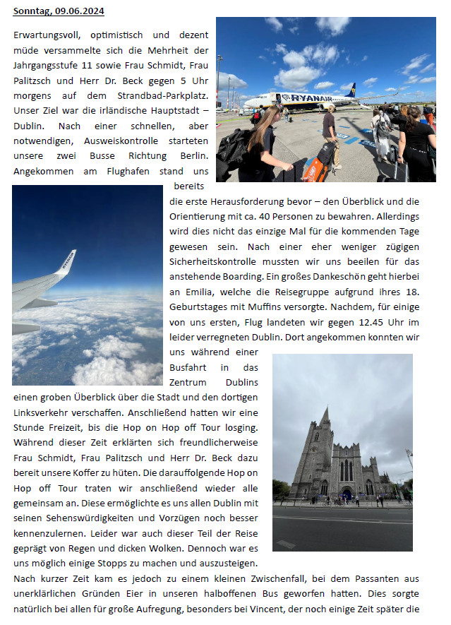 Studienfahrt nach Dublin – Reiseberichte