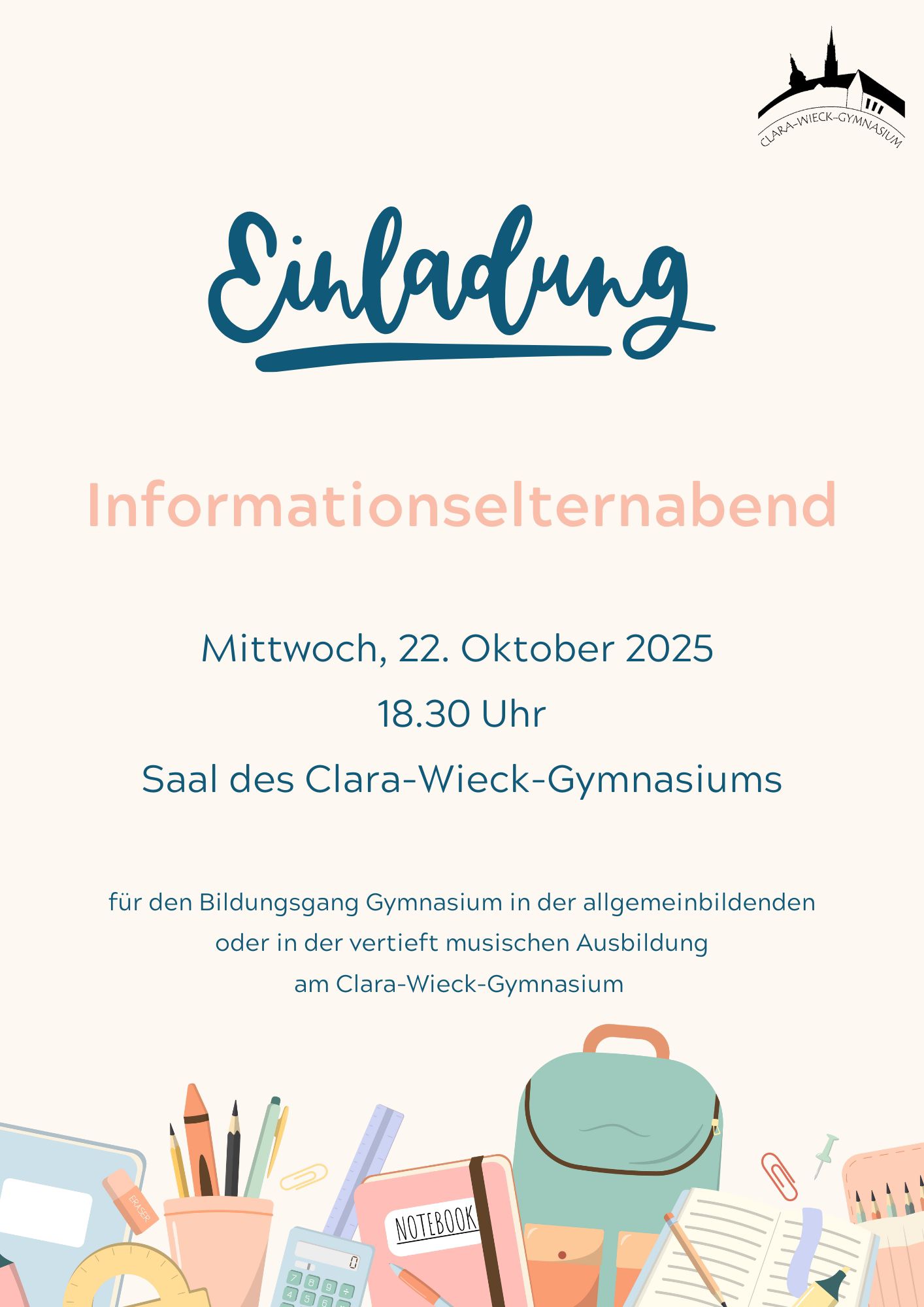 Einladung zum Elternabend Klasse 4